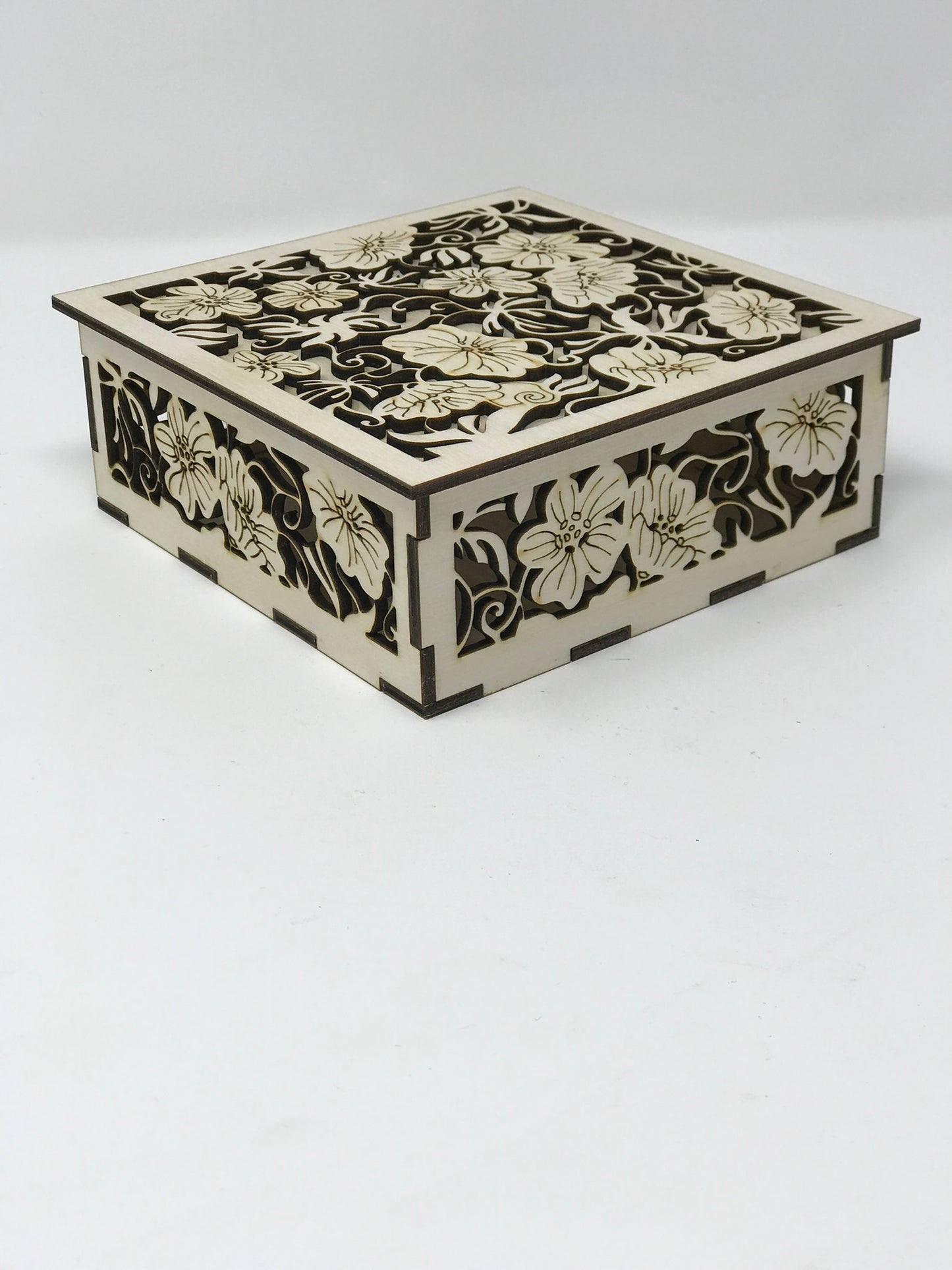 Gift Box Keepsake Floral Box for Her Natural Wood Box