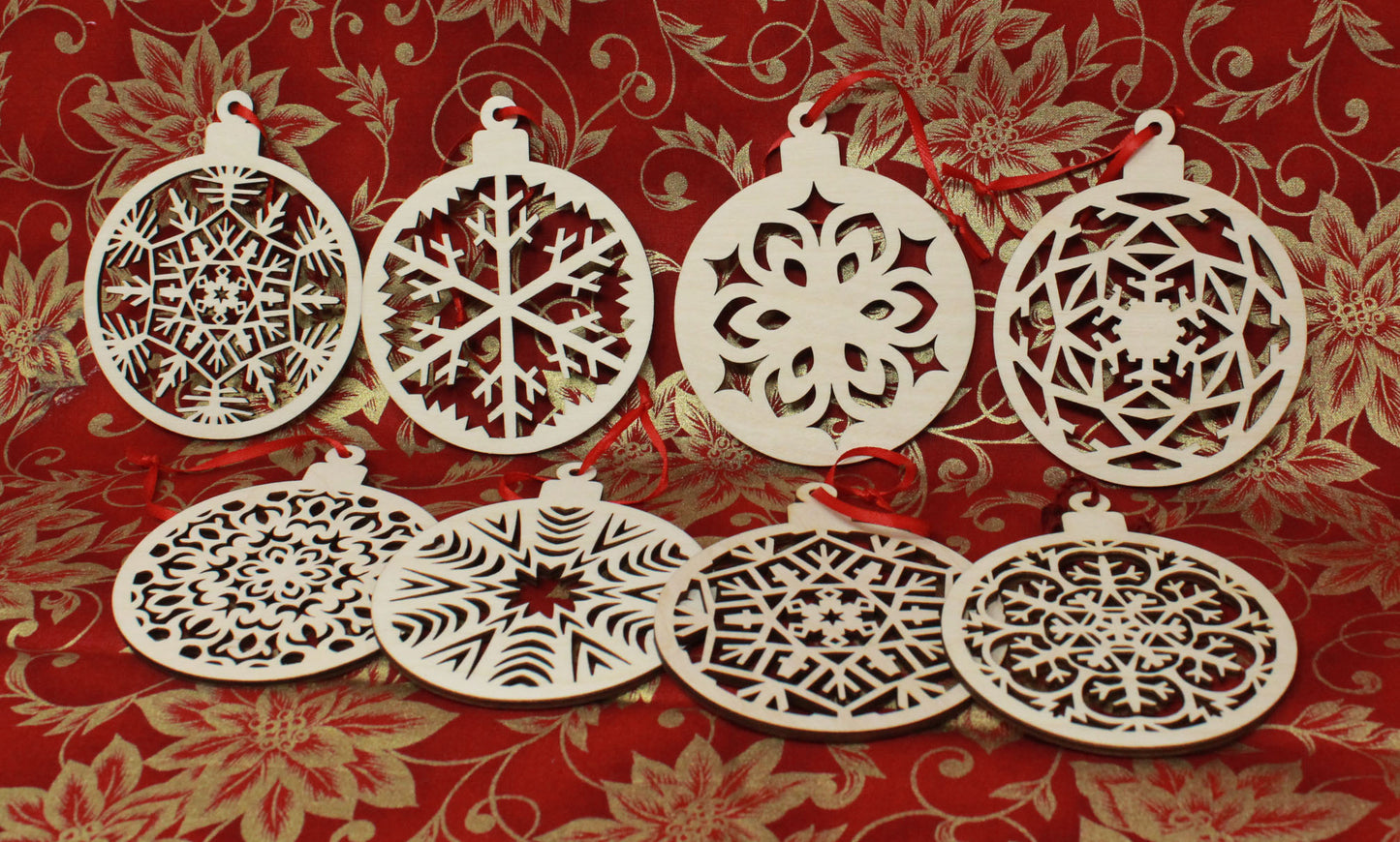 Christmas ornaments - set of 8| Laser cut | wooden