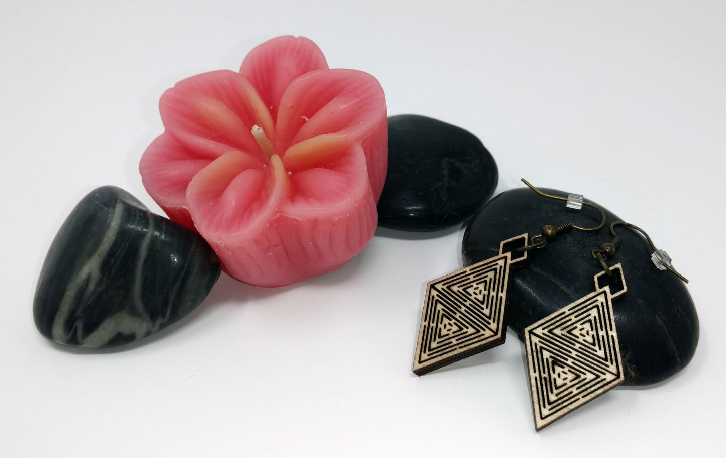 Small Natural Geometric laser cut Earrings