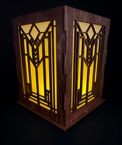 Candle Lantern Frank Lloyd Wright style candle holder stained prairie style Frank Lloyd Wright gift